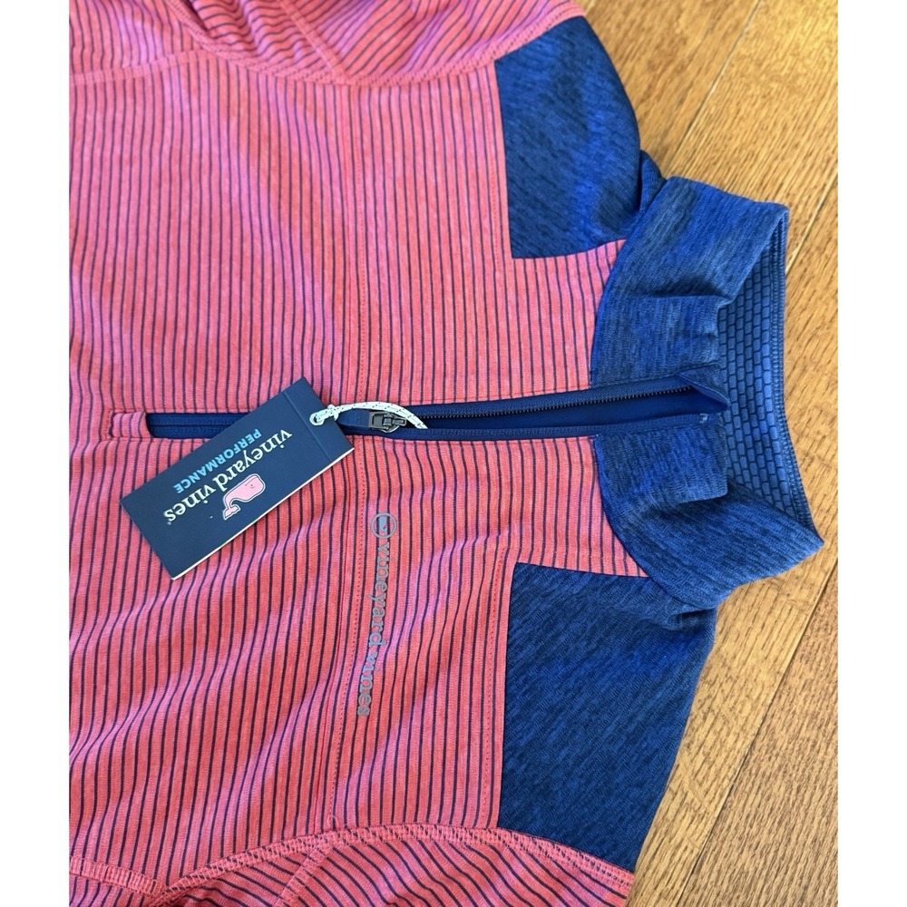 NWT Vineyard Vines 1/2 Zip Mens Small Lighthouse Red Striped Performance Golf